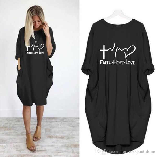 

лето женского письмо отпечатано платье мода конструктор crew neck женщина платье повседневного сыпучие щитовые дамы одежда с карманом, Black;gray