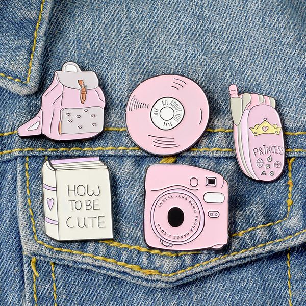 

мода как быть cute pink урожай металла kawaii эмаль pin badge кнопки брошь рубашка джинсовой куртки сумка декоративные броши для женщин дево, Gray