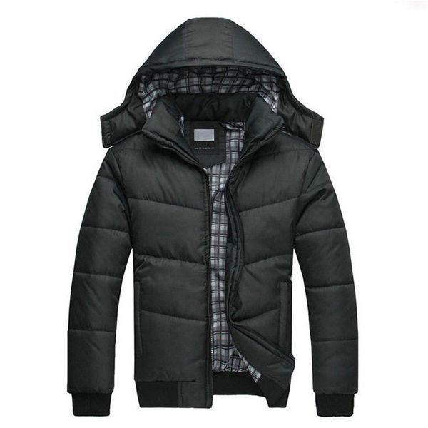 

men cotton padded jacket warm hooded overcoat casual winter outwear