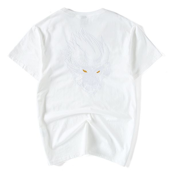 

summer new wave of chinese national style embroidery wukong personality tide brand big yards loose short-sleeve cotton short-sleeved t-shirt, White;black