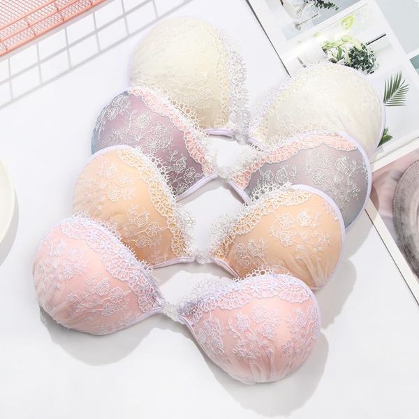 

silicone bralette backless strapless invisible pushup sticky bras for women wedding white lace embroidery bra super push up bra, Red;black