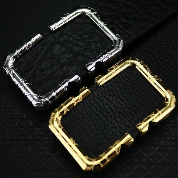 

304 stainless steel men's smooth casual 3.8cm 304 stainless steel belt men's smooth buckle casual belt buckle 3.8cm, Slivery;black