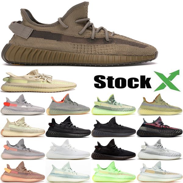 

2020 earth tail light kanye cinder desert marsh flax womens sports yeezreel butter mens running shoes static sneakers zebra big size 36-48, White;red
