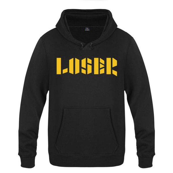 

loser creative letter hoodies men 2018 men's pullover fleece hooded sweatshirts, Black
