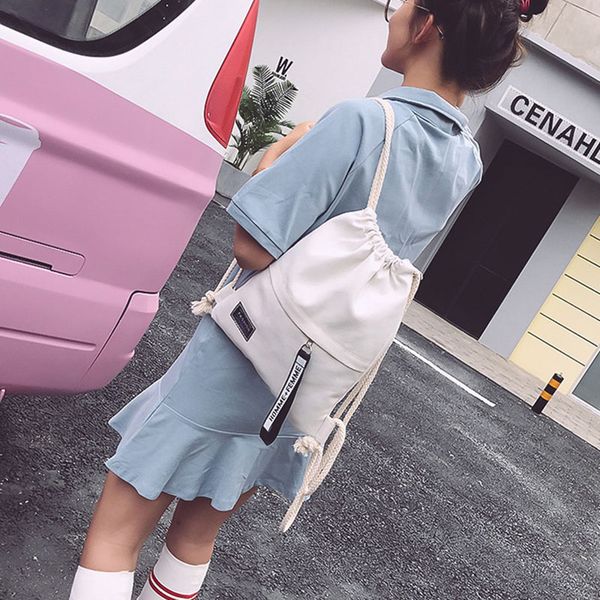 

girls drawstring backpack sack gym tote shoulder bag school sport pack all-match h7jp