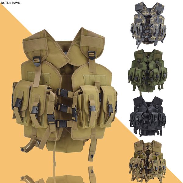 

hunting jackets tactical vest men gear molle combat assault plate carrier 600d oxford camouflage cs paintball, Camo;black