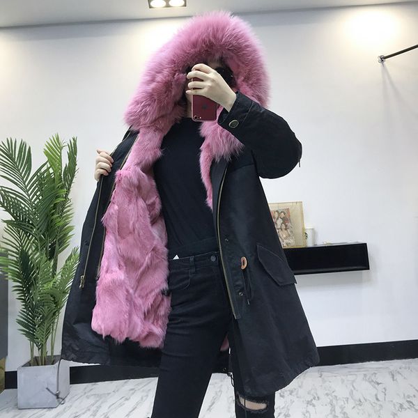 

women's fur & faux clothes 2021 real parka warm winter coat women manteau femme wj-201-1 yy1069, Black