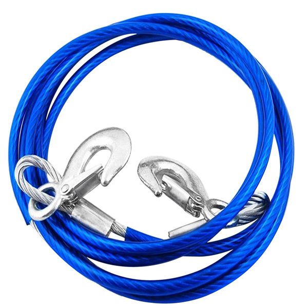 

4m 5tons car tow cable towing strap rope with hooks emergency heavy duty