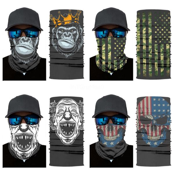 

leopard hanging ear mask triangle skull scarf cheetah digital print face mask outdoor mountaineering anti dust breathable magic #769#550, Blue;black