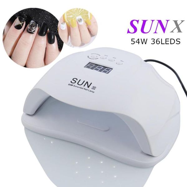 

54w 36 pcs leds sunx 5 dual uv led nail lamp nail dryer manicure tool for curing uv gel polish with sensor lcd display new