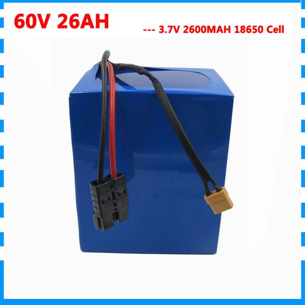 

2500w 60v 26ah battery 60v lithium ion battery pack 2600mah 18650 cell 50a bms with 5a charger