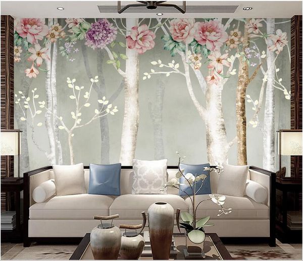 

custom wall stickes p beautiful forest fresh art tv background wall painting art pictures home decor murals wallpaper for walls 3 d