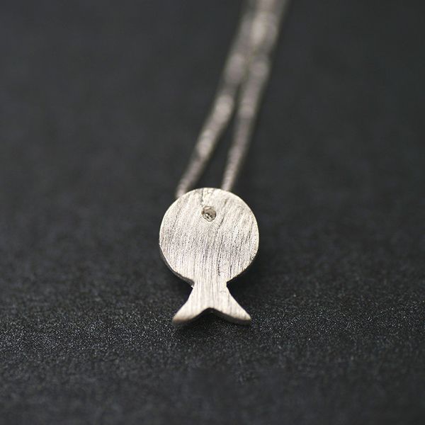 

simple fashion cute small fish 925 sterling silver pendant necklace for women girls dainty jewelry wholesale