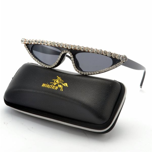 

flat diamond cat sunglasses trend women sun glasses brand designer luxury female 2018 new crystal eyewear uv400 fml, White;black