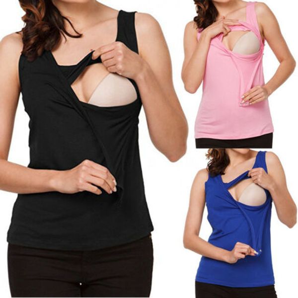 

women maternity breastfeeding clothes tee sleeveless nursing bra shirt s-xxl, White