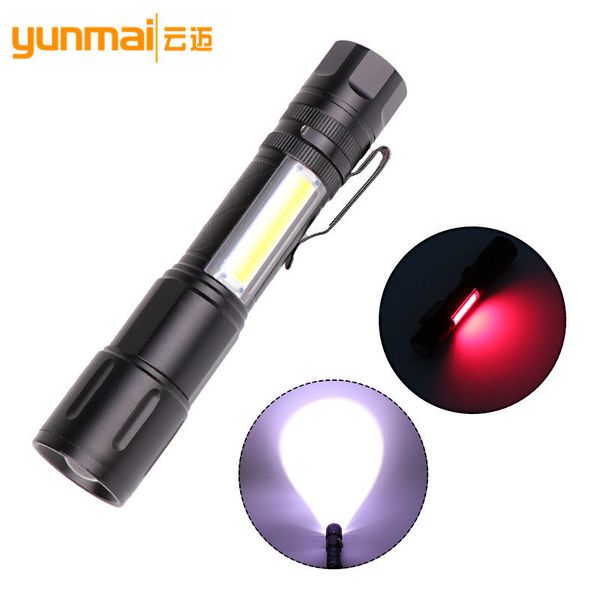 

cross border new pattern cob led light flashlight built-in battery usb interface charge t6 light flashlight