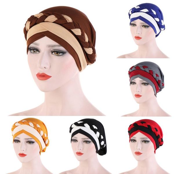 

зимняя шапка шапочки моды зимних шапок для женщин braid индии hat мусульманских сборки рак химиотерапии beanie wrap cap gorros mujer inviern, Yellow