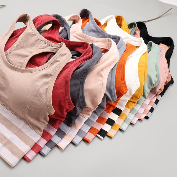 

colorful women's striped stretch yoga underwear workout bra fitness yoga bra for women gym crop strappy sports, White;black