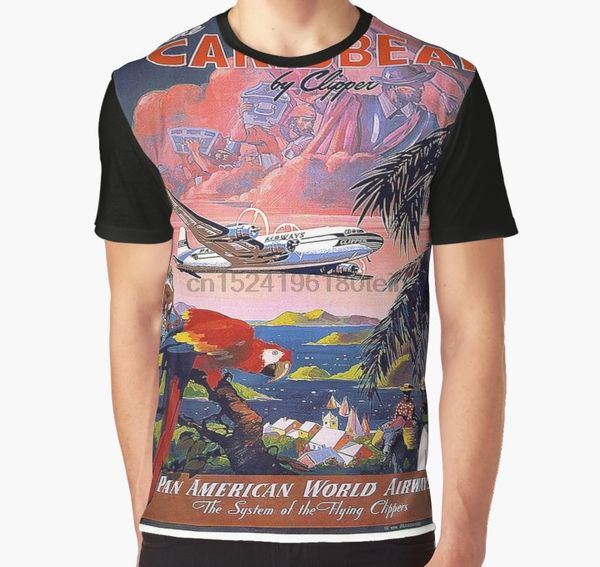 

all over print 3d tshirt men funny t shirt vintage poster- caribbean full print big graphic t-shirt, White;black