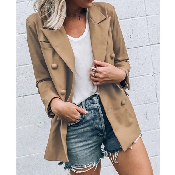 

fashion women slim casual business blazer suit fashion ladies work jacket autumn winter long sleeve button coat outwear, White;black