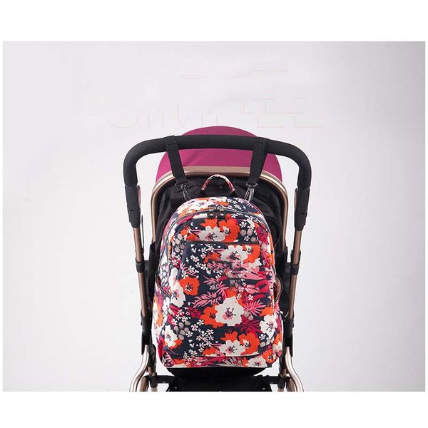 

washed nylon fashion multi-function shoulder mummy bag shoulder mother and baby out bag printing waiting baby care
