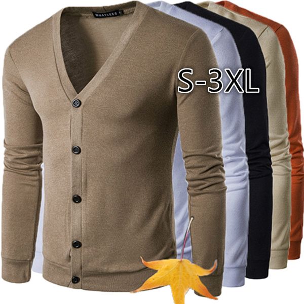 

zogaa new brand sweater men v-neck solid slim fit knitting mens sweaters cardigan male 2019 autumn winter fashion casual coats, White;black