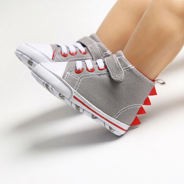 

симпатичные новорожденные дети холст динозавр дизайн кроссовки мальчиков мягкая подошва детская кроватка обувь prewalkers повседневная обувь, Black