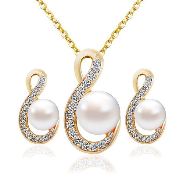 

fu мода специальная конструкция pearl и кристалл ожерелье deco кулон с 45см золотой цепи для партии или свадьбы файн для женщин, Silver