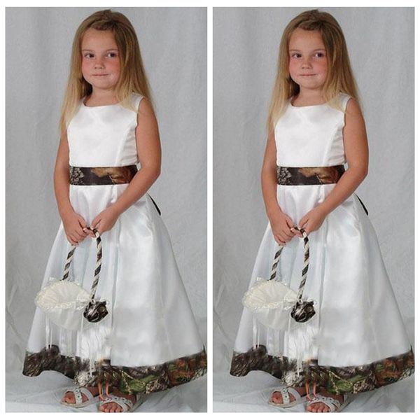 Bianco con abiti da ragazza di fiori mimetici per country berretto da sposa gioielli abiti da festa delle bambine per abito di abito speciale 268p 268p