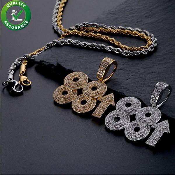

iced out chains pendant luxury designer necklace hip hop jewelry mens gold bling diamond 88rising rich chigga rapper charms micro paved cz, Silver