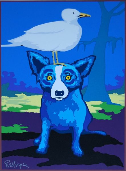 

george rodrigue blue dog i'm looking for someone like me home decor handpainted &hd print oil painting on canvas wall art pictures 2001