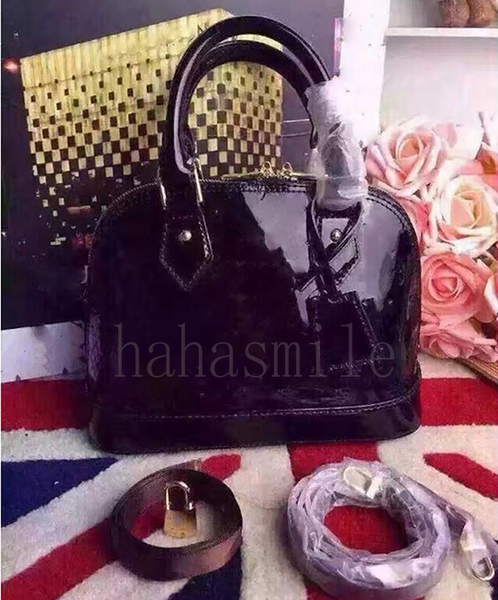 

dropshipping alma bb shell bag women patent leather flower embossed shoulder bags with lock crossbody bag handbags tote new01de#