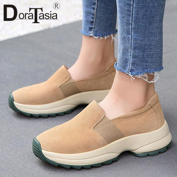 

doratasia new casual slip-on flat platform shoes concise solid loafers women comfortable daily walk shoes woman, Black