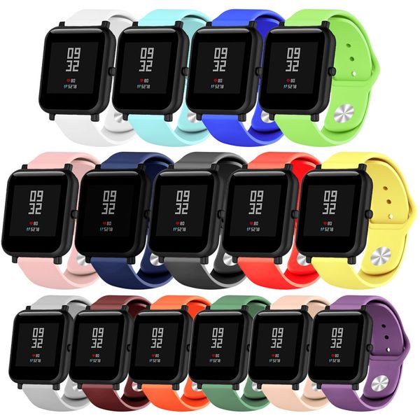 

20мм нарукавье для amazfit бип молодёжная часы мягкого силикона диапазона вахты для amazfit бип пояса браслет, Black;brown