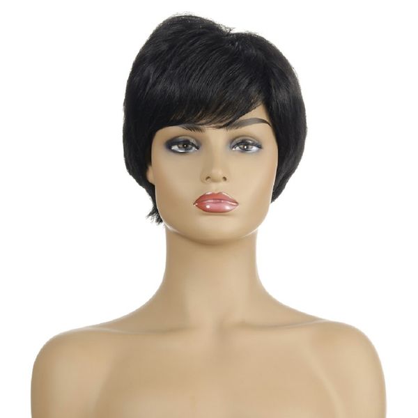 

women wig high temperature wire realistic micro curly short hair headgear hair wig black 22cm 8 inches