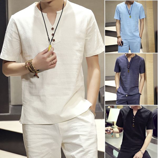 

man set t-shirts tees & shorts suits men brand clothing cotton blend 2 piece set mens short sets plus -5xl, Gray