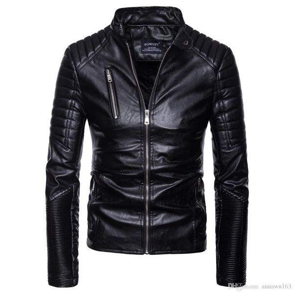 

new arrival mens pu leather jacket short slim leisure male outwear coat casual motorcycle jacket europe size s-2xl, Black
