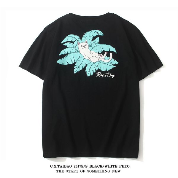 

Mens Womens Tshirt 19ss Street Wear Fashion Casual Cat Tee Short Sleeve Round Neck Summer Tee with 4 Colors Asian Size S-2XL