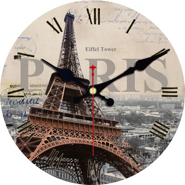 

shabby chic,paris scenery clock,antique wall watch,clock house