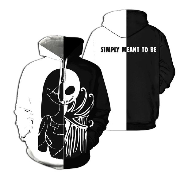 

plstar cosmos jack skellington jack sally 3d hoodies/shirt/sweatshirt winter nightmare before christmas halloween streetwear-46, Black