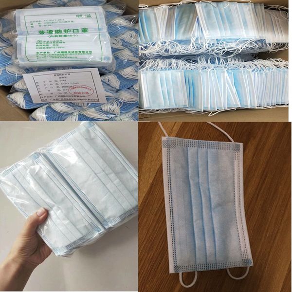 

200pcs disposable face masks 3-layer dustproof face mouth masks anti pm2.5 safety face care elastic men and women masks