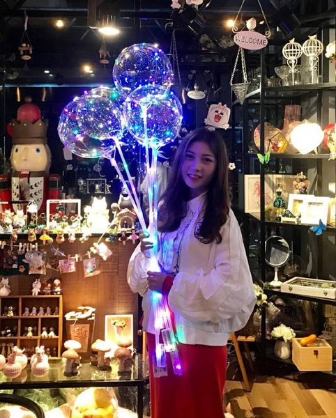 Luminous Bobo Balloon With Stick 3 Meters Led Light Up Transparent