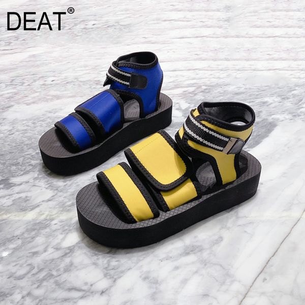

deat] 2020 new spring summer round toe hook hit colors thick bottom platform sandals for women shoes fashion tide 10h909, Black