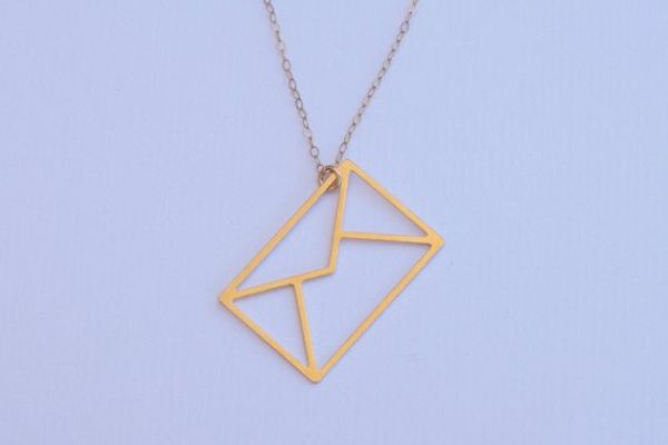 Wholesale Tiny Geometric Paper Origami Envelope Necklace I Love You Letter Email Message Necklace Triangle Square Rectangle Necklaces Popular Pendant