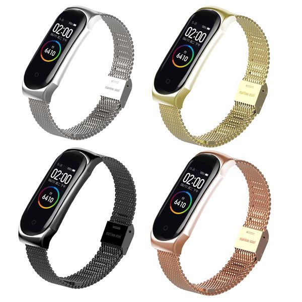 

for xiaomi mi band 4 strap adjustable metal stainless steel watchband mi 3 4 smart band 180mm-220mm replacement wrist strap