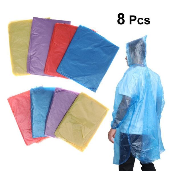 

8pcs portable waterproof emergency disposable kids raincoat for kids 8pcs portable occasion ybdjq, Red;brown