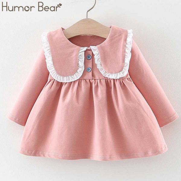 

humor bear 2020 spring autumn girls dress for 6-24m girl children kids baby infants long sleeve cotton ruffle collar dresses, Red;yellow