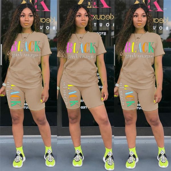 

tracksuits colorful short sleeve slim sport suit designer female casual 2pcs sets womens letter print, Gray