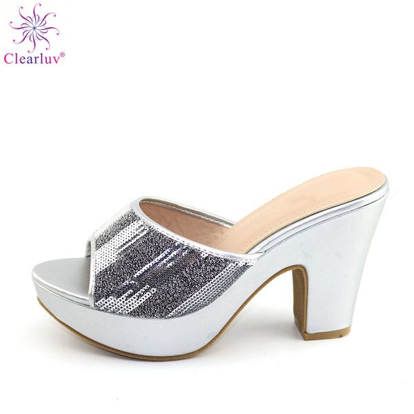

2020 fashion italian design high heels shoes without bag to match african shoes without bag set in silver color ladies, Black