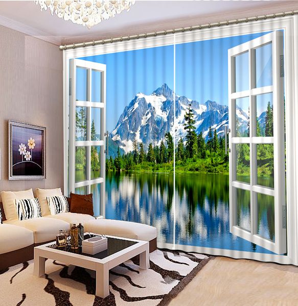 

clear water blue sky white clouds chinese customized 3d blackout curtain living room bedroom l window curtains